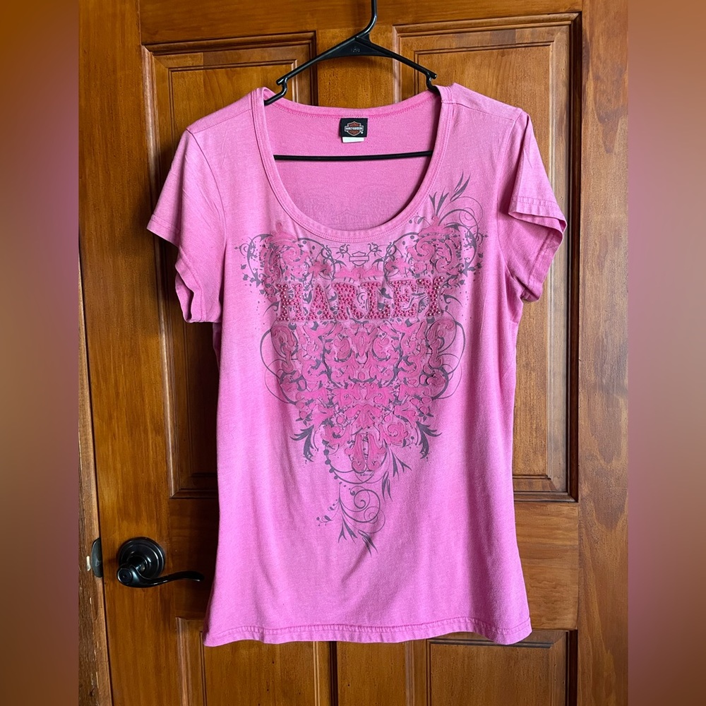 Pink Harley Davidson T-shirt Size Large